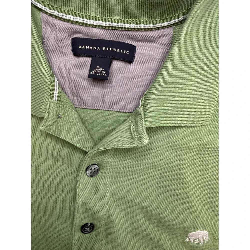 Banana Republic Mens Polo Shirt XL Short Sleeve‎ Green Cotton Classic Preppy